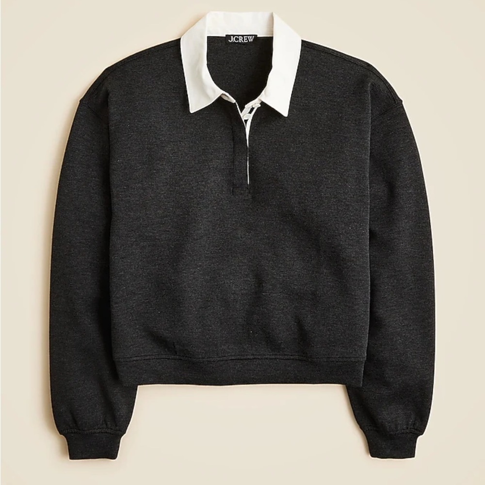 J crew Scuba-knit rugby sweatshirt with velvet trim - Picture 1 of 3
